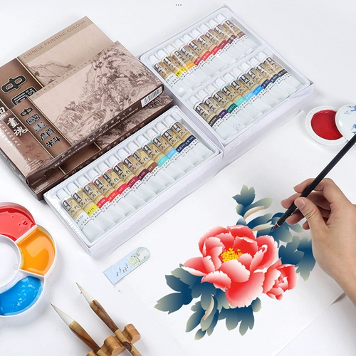 Набор инструментов для начинающих, пигментированная детская китайская практика для школьников для взрослых, профессиональный ящик для хранения, 12 цветов, 18 цветов, 24 цветов, начальная и средняя школа, полный комплект
