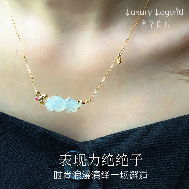 奢华传说锦鲤附体金镶玉甜美锁骨链 luxurylegend颈饰