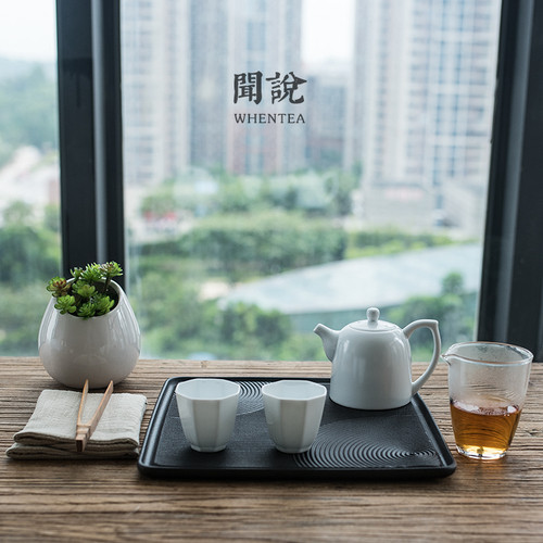 闻说|黑陶茶盘 日式枯山水陶瓷壶承小号茶台 蓄水简约家用干泡台 - 图2