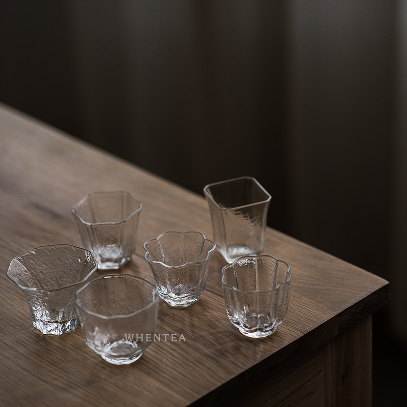 闻说|日式锤纹玻璃品茗杯 和风简约透明剔透 耐热玻璃茶杯