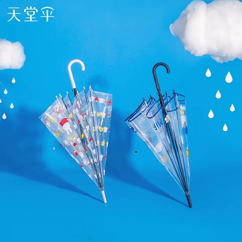天堂伞新品透明长柄直杆雨伞女网红双人用结实便携晴雨两用学生伞,淘宝优惠券,粉丝福利购,淘宝优惠卷