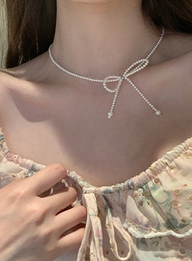 甜酷编织黑色颈链水晶