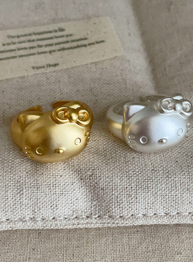 猫咪蝴蝶结戒指可调节