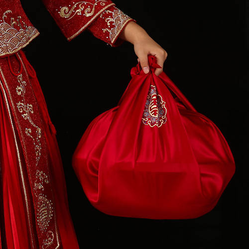 红色包袱布结婚女方陪嫁红包袱皮嫁妆包裹布大号新娘陪嫁物品新款 - 图1