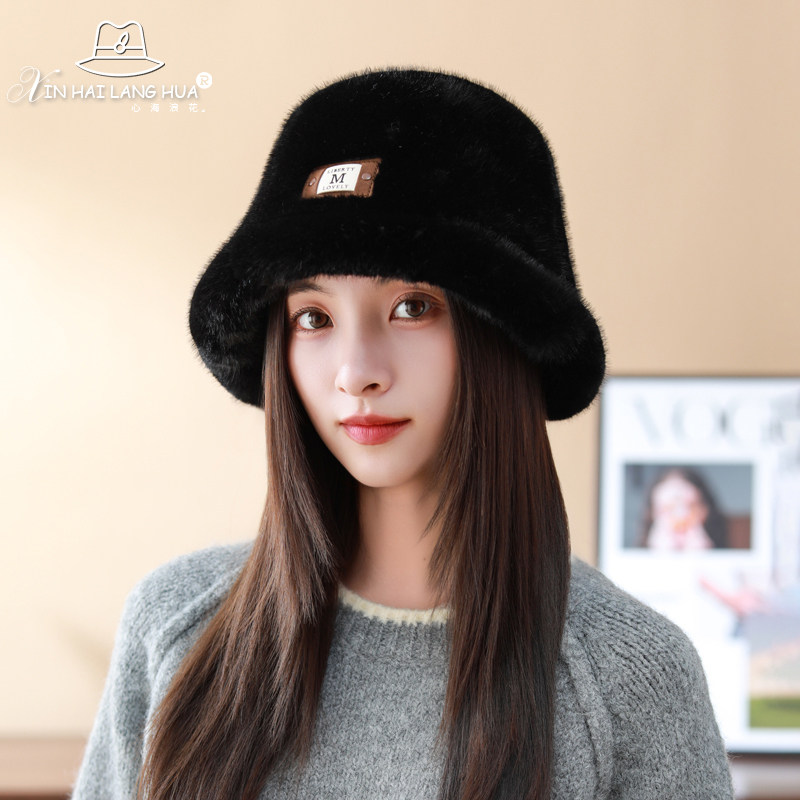 毛绒渔夫帽女秋冬季新款加绒加厚保暖盆帽可爱显脸小百搭护耳帽子,淘宝优惠券,粉丝福利购,淘宝优惠卷