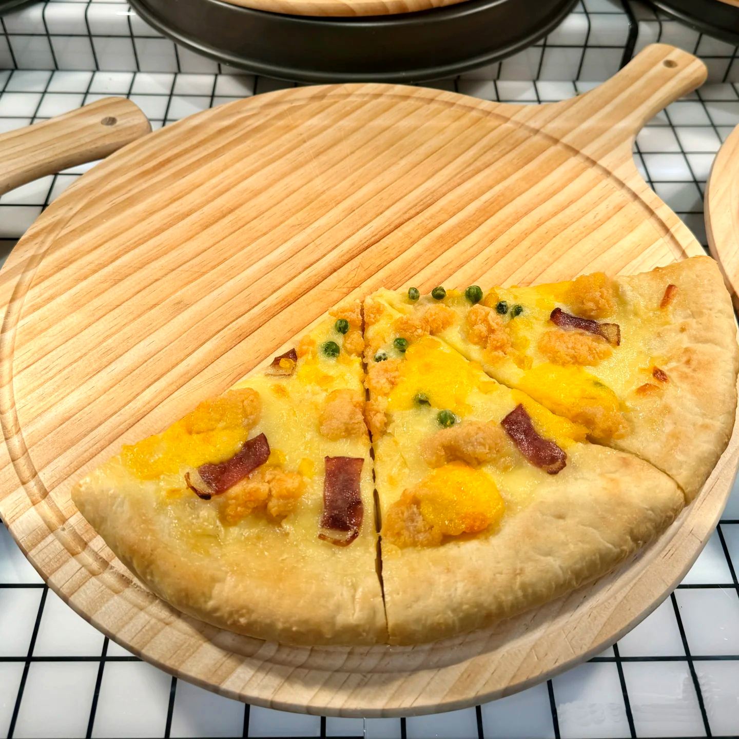 披萨板托盘木质16寸圆形木板天虹华润永辉超市同款15寸披萨托切盘 - 图0