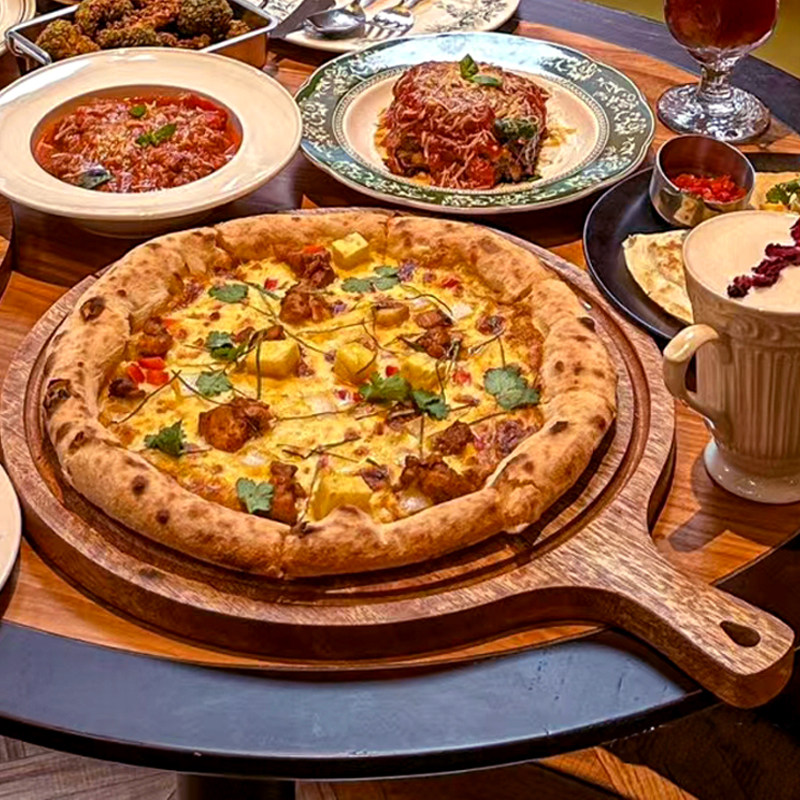 自助餐氛围感西餐厅榴莲披萨托盘木圆芝士火腿窑烤pizza松饼木盘,淘宝优惠券,粉丝福利购,淘宝优惠卷