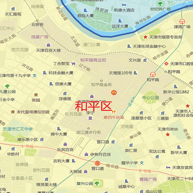 2024新款天津市区 城区办公室挂图高清防水实物超大装饰画定制 - 图0