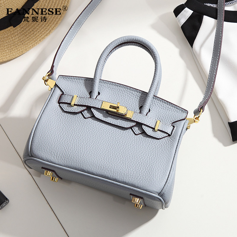 真皮迷你2021新款夏季荔枝纹铂金包 梵妮诗女士包袋