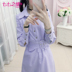 Seven Seven Edge 2019 Spring New Women Phiên bản Hàn Quốc Màu xanh tím Fine Fine bất đối xứng Váy dài tay - váy đầm váy chữ a váy đầm
