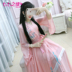 Seven Sevens Edge 2019 Mùa xuân và mùa thu New Pink Pink Pink Crane thêu Quốc gia Cải tiến Áo dài Hanfu - váy đầm váy dài váy đầm