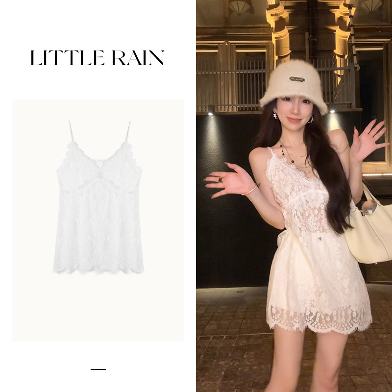小雨姐姐新款【娇嗔嗲精】纯欲性感宽松蕾丝吊带连衣裙女2024秋款