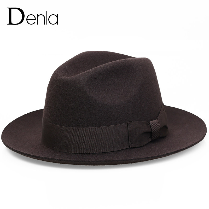 Denla英伦风羊毛呢礼帽秋冬休闲大檐男士复古毡帽时尚潮流爵士帽,淘宝优惠券,粉丝福利购,淘宝优惠卷
