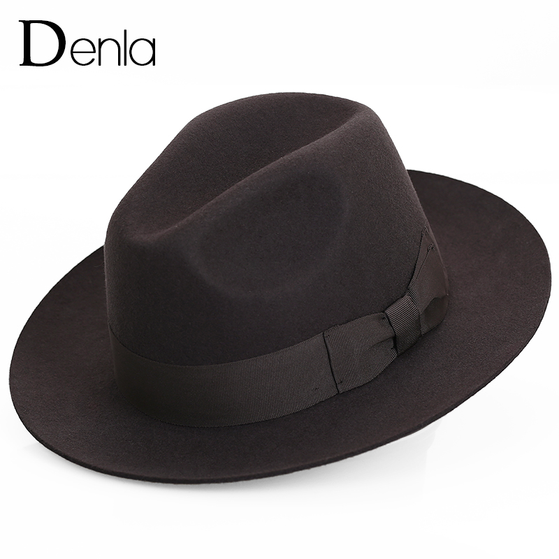 Denla英伦风羊毛呢礼帽秋冬休闲大檐男士复古毡帽时尚潮流爵士帽,淘宝优惠券,粉丝福利购,淘宝优惠卷