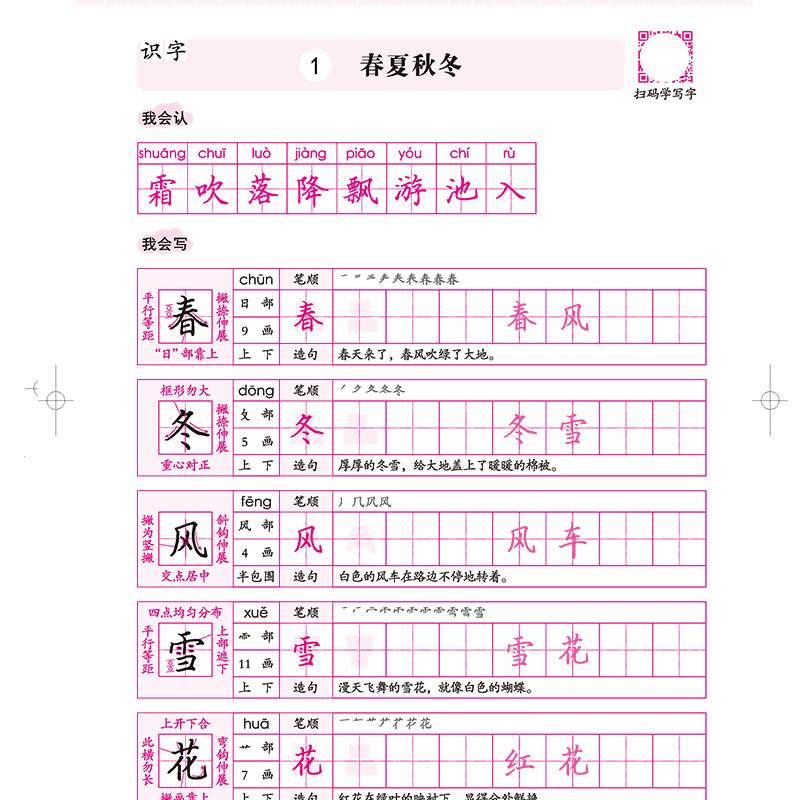 田英章字帖小学生同步写字课课练人教版一年级下册语文生字帖小学生专用同步课本楷书临摹练习每日一练钢笔抄写本1下控笔训练书 - 图1