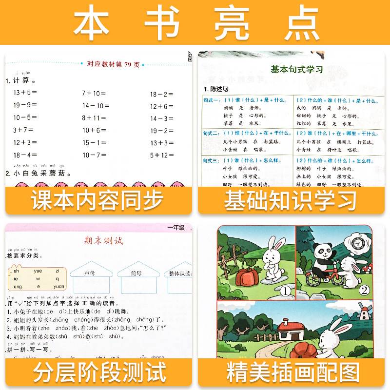 乐学熊看图写话说话一年级下册二年级语文阅读理解看拼音写词语汉字注音生字抄写本数学每天100道口算题卡及时评测应用题专项训练 - 图2