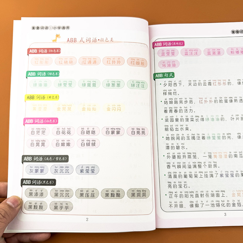 小学语文1-6年级重叠词语大全AABB ABAB AABC ABCC成语教学注音版一二三四五六年级重叠词训练大全教具一本通 - 图2