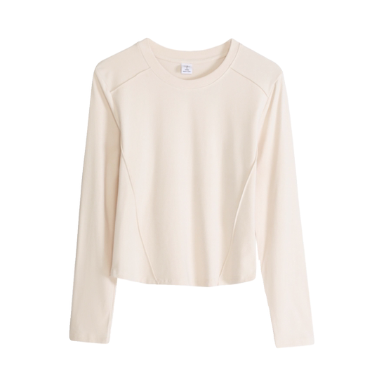 白色长袖打底衫女春秋内搭短款鱼骨小个子上衣设计感修身洋气T恤