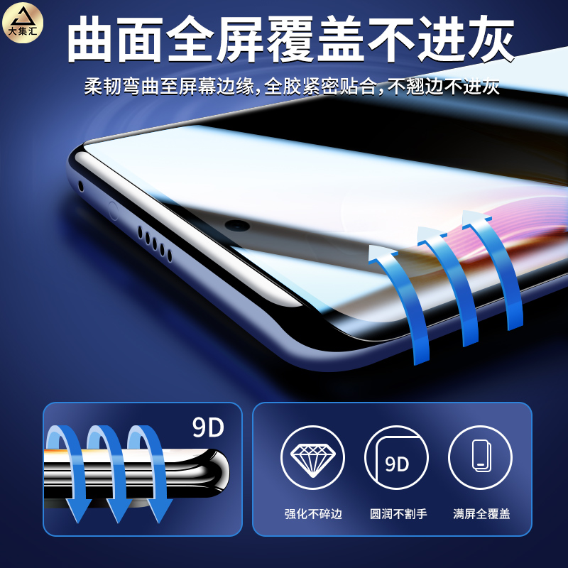 适用opporeno11钢化水凝膜reno10/9手机膜opporone6pro防窥膜5十4/3por+新款全屏oppo曲面全胶曲屏陶瓷防偷窥 - 图3