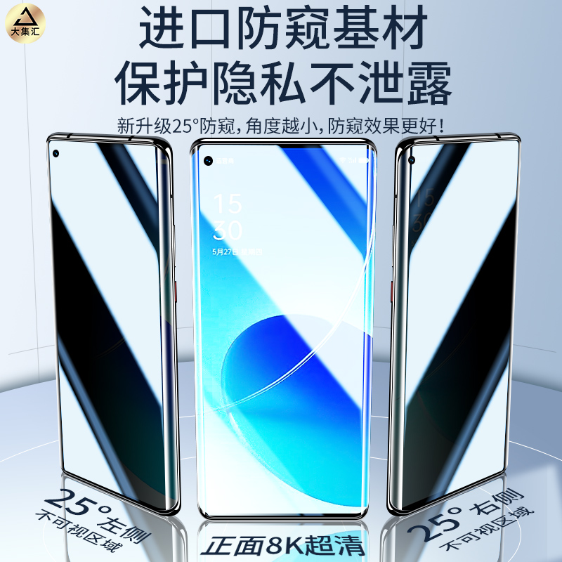 适用opporeno6pro手机膜reno6防窥膜reno6pro十钢化膜水凝膜por+全屏防窥oppo新款opρo曲面屏0ppo防偷窥软膜 - 图0