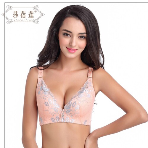 莎蓓莲3081蕾丝无钢圈健康透气蕾丝内衣聚拢B调整型深V杯文胸 - 图1
