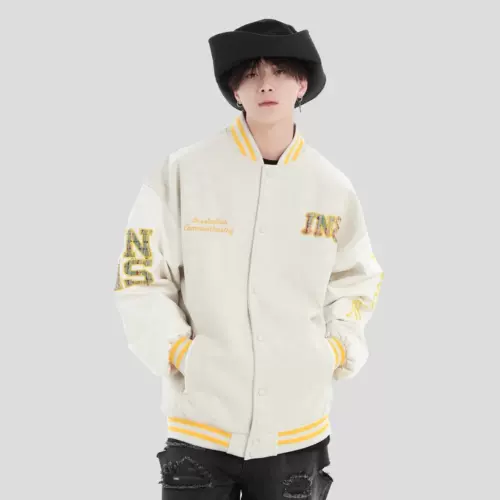 INSstudios Плетеная этническая бейсбольная форма для влюбленных, куртка, в американском стиле, свободный крой