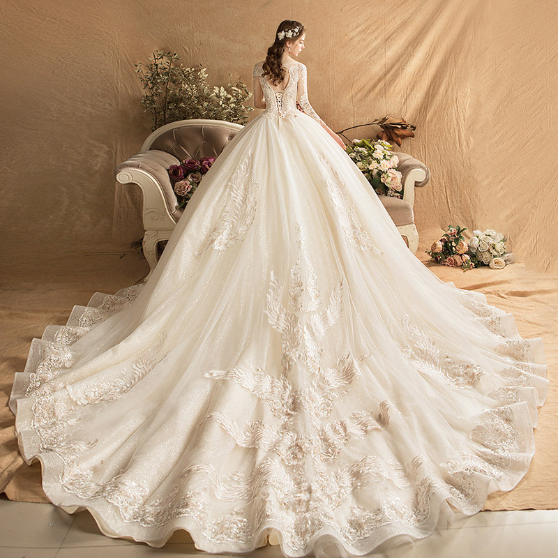 【凤尾花】宫廷法式重工拖尾2020婚纱 媛菲莎妮婚纱