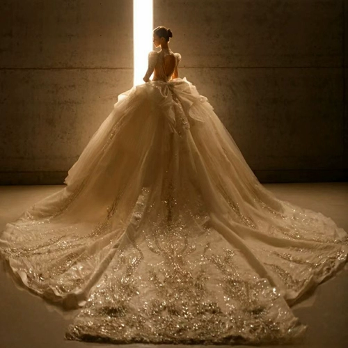 [Богиня Аглаа] 2023 Новый двор тяжелый главный рукав невеста женат свадебное платье Big Drag