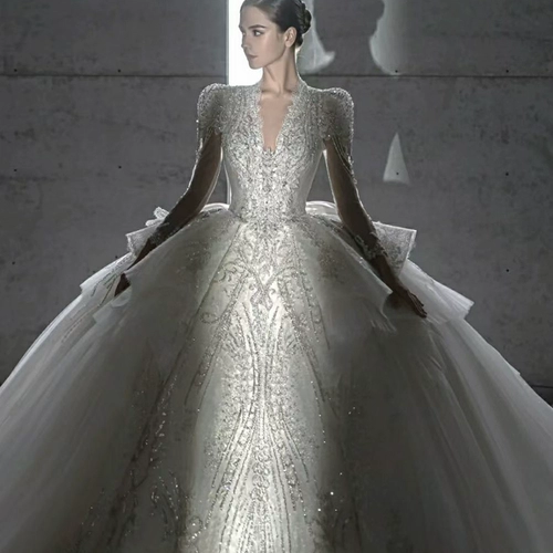 [Богиня Аглаа] 2023 Новый двор тяжелый главный рукав невеста женат свадебное платье Big Drag