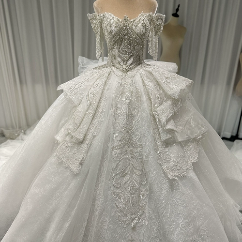 [Умный Сяндиан] Новое -слово плечое тяжелое рабочие невеста свадебное платье -платье дворец ретро главное свадебное платье Big Drag