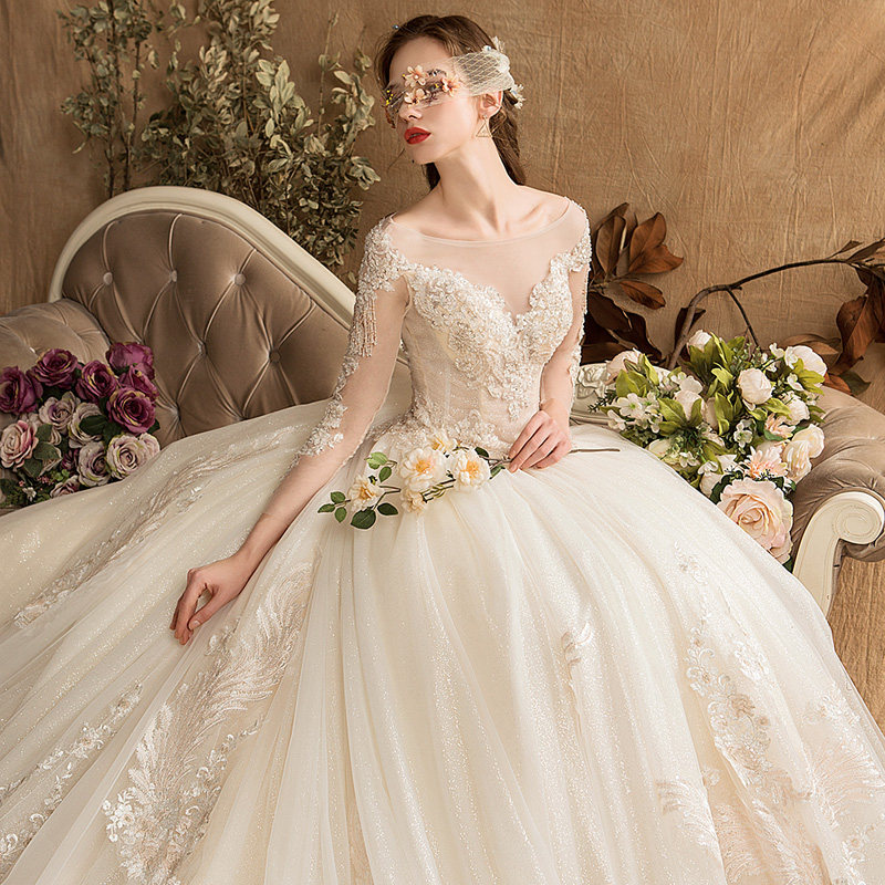 【凤尾花】宫廷法式重工拖尾2020婚纱 媛菲莎妮婚纱