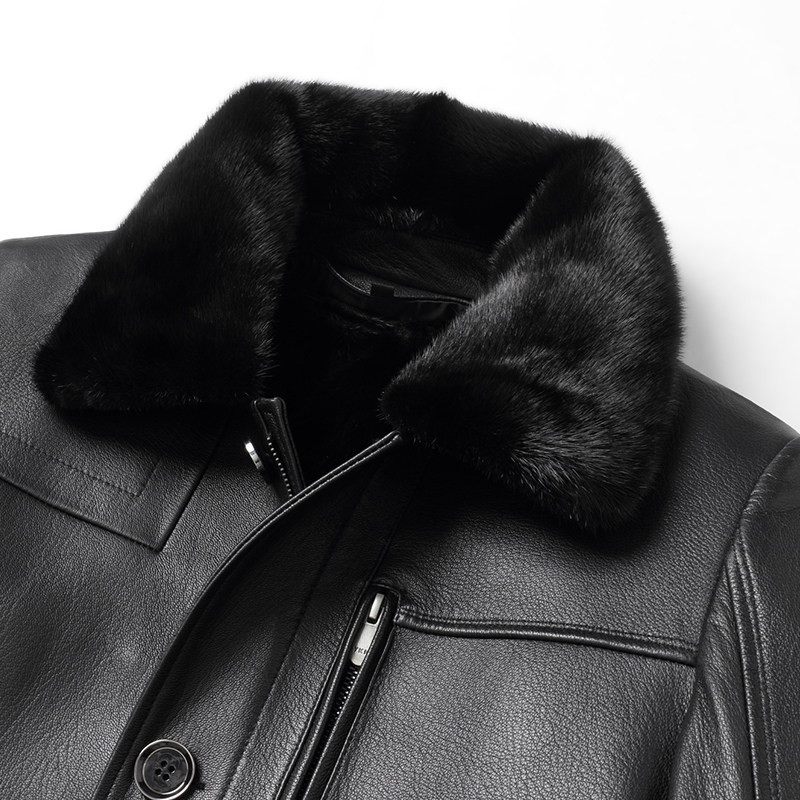 海宁真皮皮衣男山羊皮水貂内胆中长款皮毛一体中老年大衣外套加厚,淘宝优惠券,粉丝福利购,淘宝优惠卷