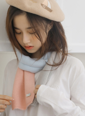 小围巾女秋冬季护颈韩版可爱少女学生保暖针织百搭拼色装饰短围脖