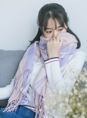 围巾女秋冬季韩版百搭时尚格子