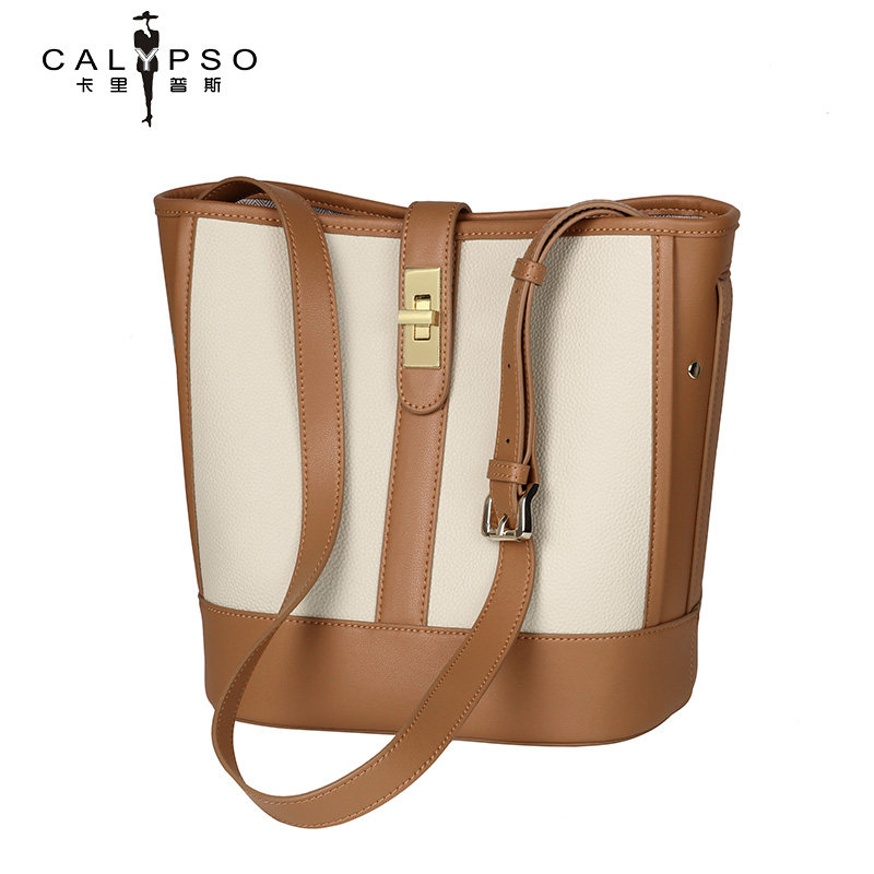头层女水桶包2022新款轻奢牛皮包包 calypso水桶包