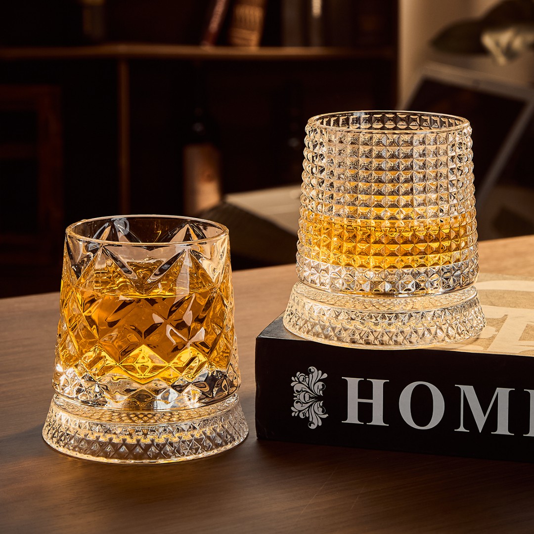 网红麦卡伦同款可旋转威士忌酒杯创意水晶洋酒杯啤酒杯解压神器 - 图0