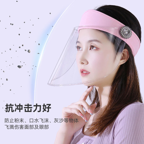 帽子女骑车防风雨防护面罩防油烟男士透明遮脸遮阳太阳帽电动车夏 - 图1