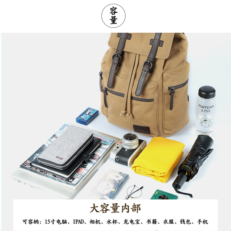 工装帆布休闲男包 kce双肩背包