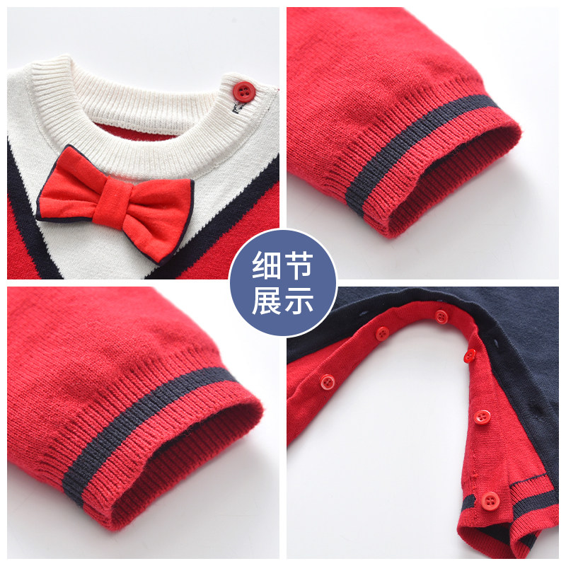 婴儿秋冬衣服新品男宝宝绅士爬服 kidsbett连身衣/爬服/哈衣