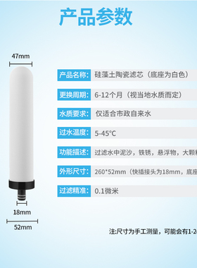 台上式净水器可清洗陶瓷滤芯10寸厨房龙头过滤器螺纹快插18mm配件