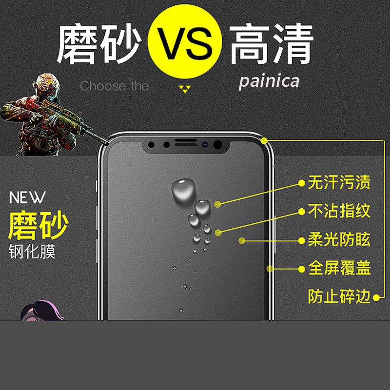 适用iPhoneXsmax钢化膜 全屏磨砂钢化玻璃膜防指纹游戏膜苹果xs前后膜磨砂钢化膜xsmax玩游戏吃鸡手机膜贴膜 - 图2