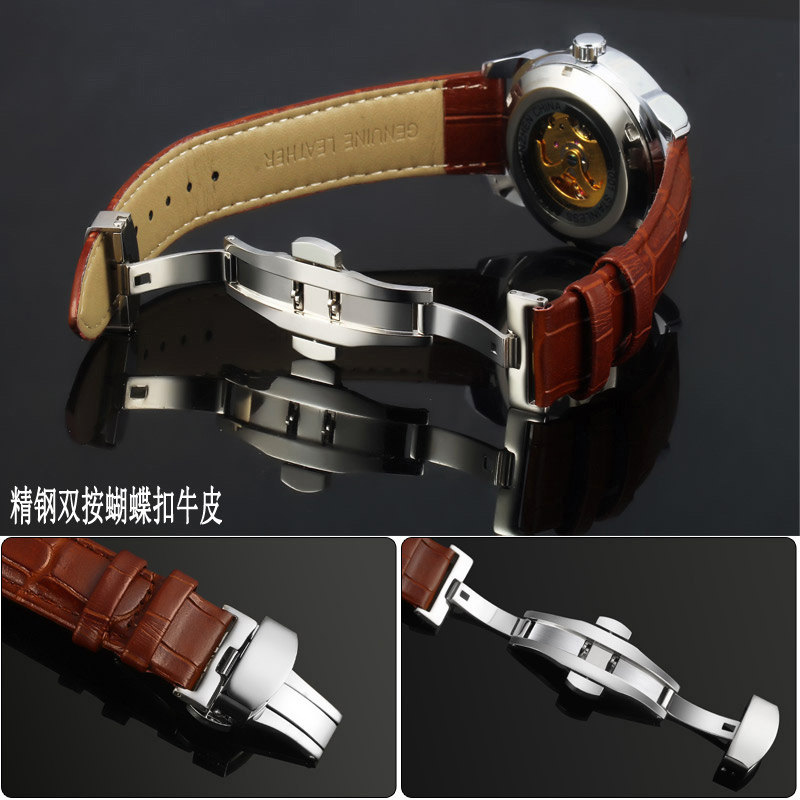 天诗正品男士运动镂空皮带机械表 天诗国产腕表