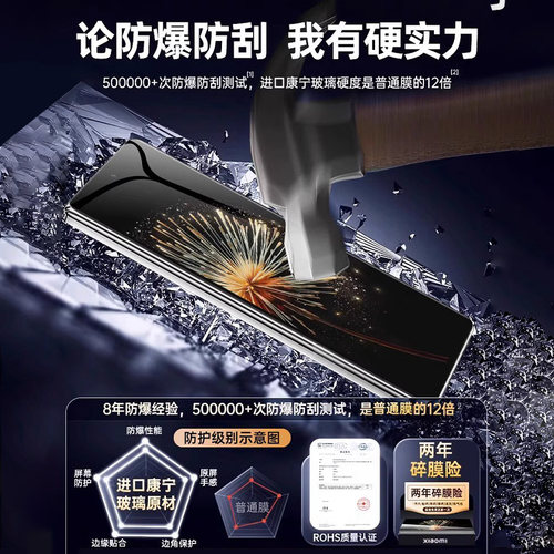 【美国康宁】欧炫适用小米mixfold4手机膜小米Mixflip新款mixfold3保护钢化膜MIXfold2的折叠屏外内水凝防窥 - 图1