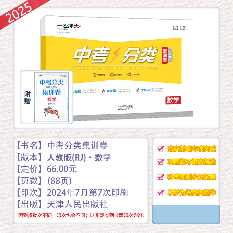 2025新版现货一飞冲天中考分类集训卷语文数学英语物理化学历史道德与法治政治天津中考专项初中初三九年级语数英物化真题试题训练