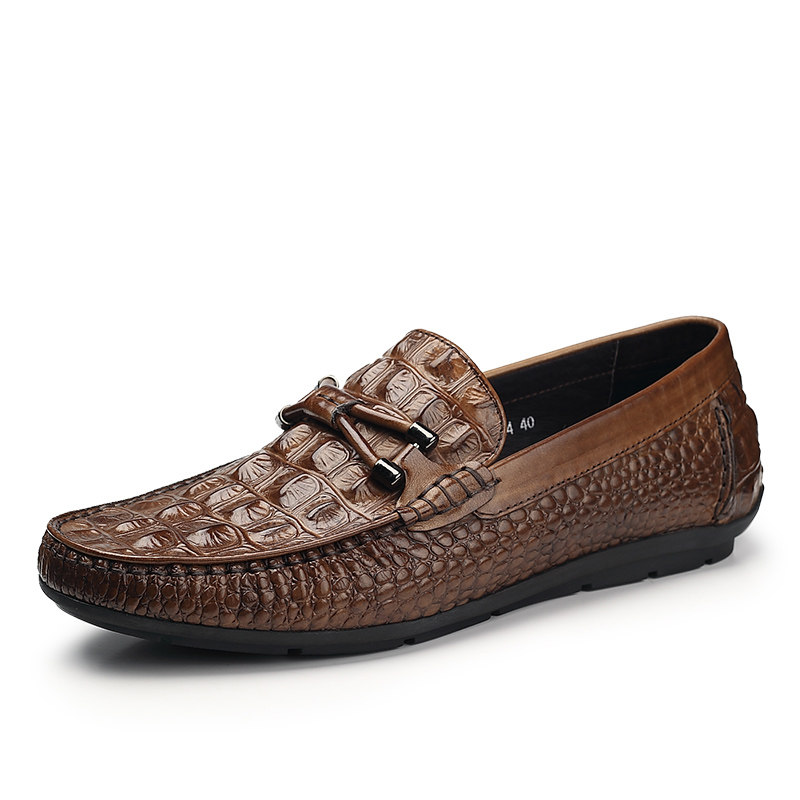 VQGT新款男士休闲鞋英伦皮鞋真皮男鞋一脚蹬牛皮鞋男豆豆鞋棕色潮,淘宝优惠券,粉丝福利购,淘宝优惠卷