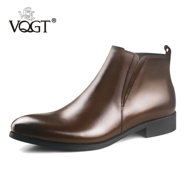 VQGT British fashion men's boots genuine leather boots