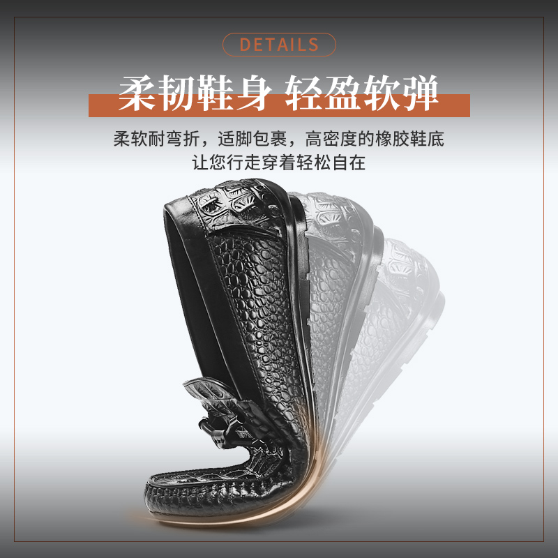 VQGT新款男士休闲鞋英伦皮鞋真皮男鞋一脚蹬牛皮鞋男豆豆鞋棕色潮,淘宝优惠券,粉丝福利购,淘宝优惠卷