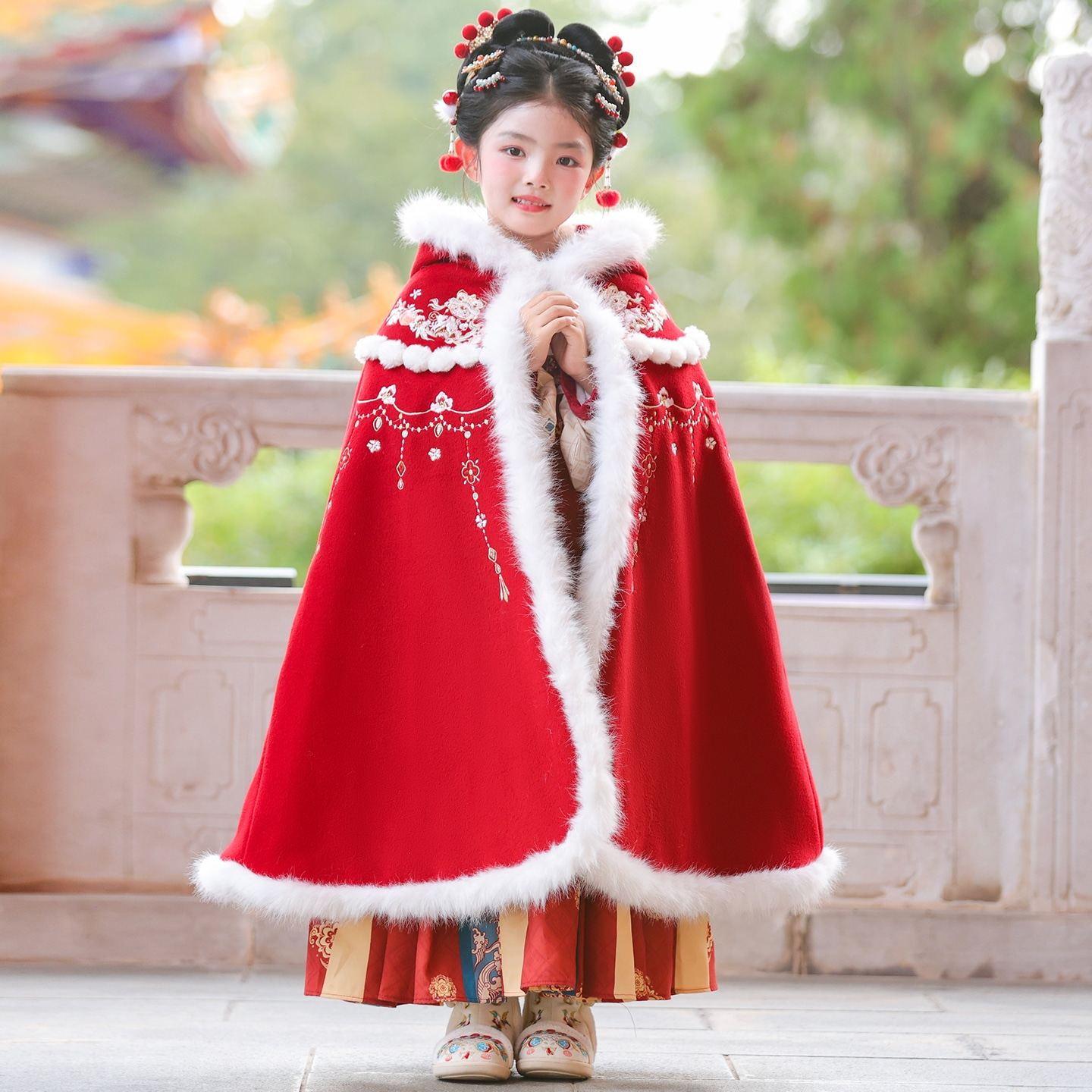 汉服女童冬款中国风古装冬季拜年服唐装2023新款女孩儿童古风裙子,淘宝优惠券,粉丝福利购,淘宝优惠卷