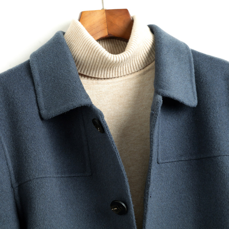 毛呢大衣男短款羊毛呢子英伦夹克 zooomooo佐牧毛呢大衣