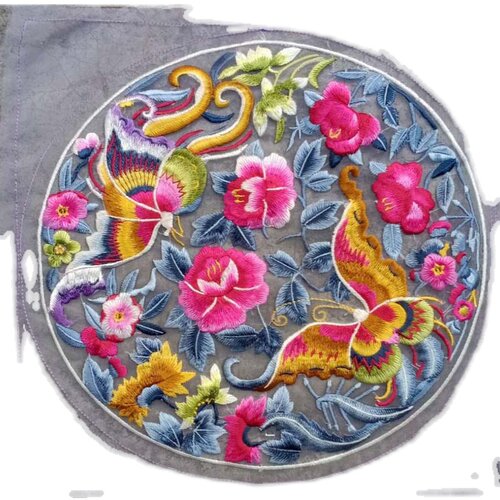 精制透明欧根纱蝴蝶花机绣刺绣中国风服装辅料 - 图0